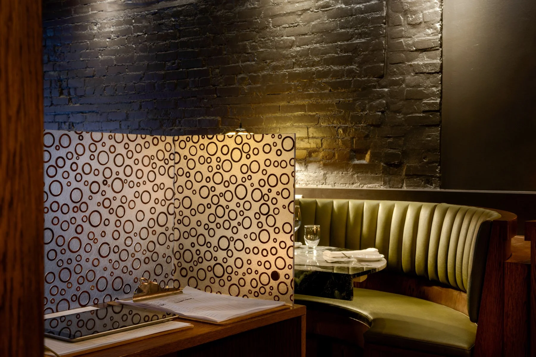 Curved banquette seating