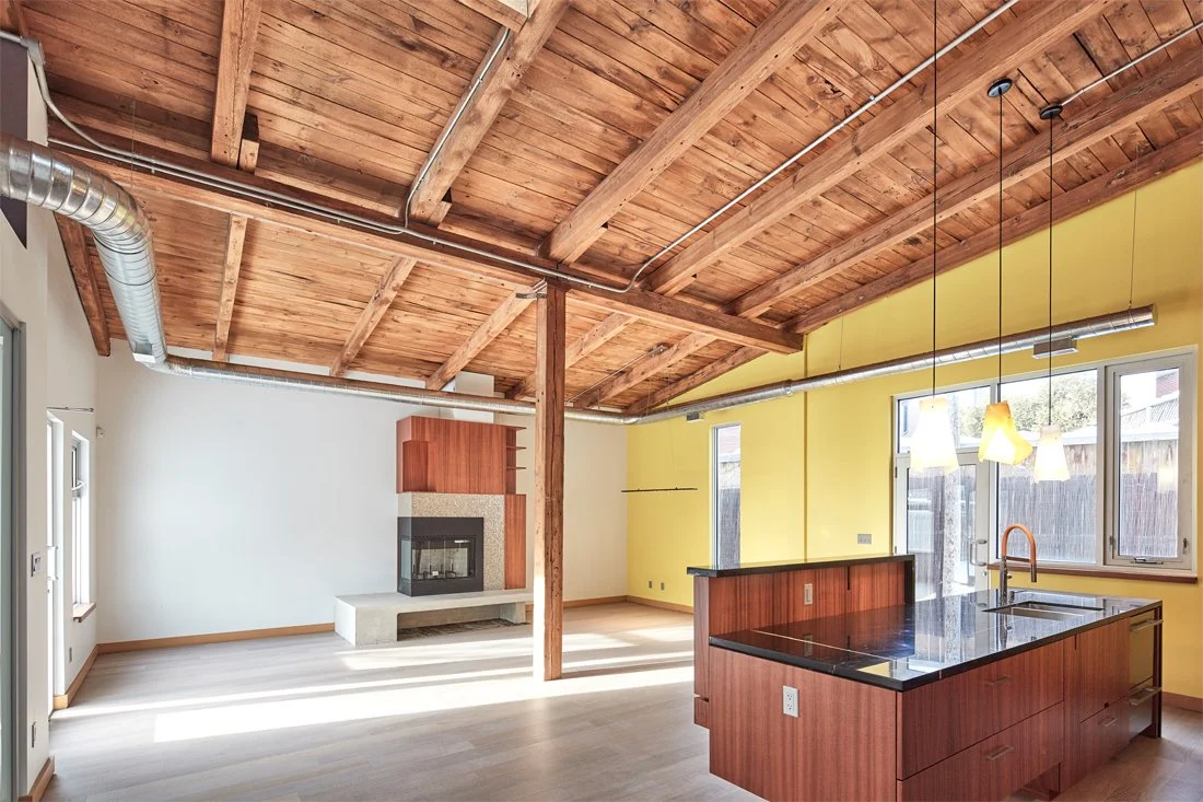 Open-concept kitchen + living room loft