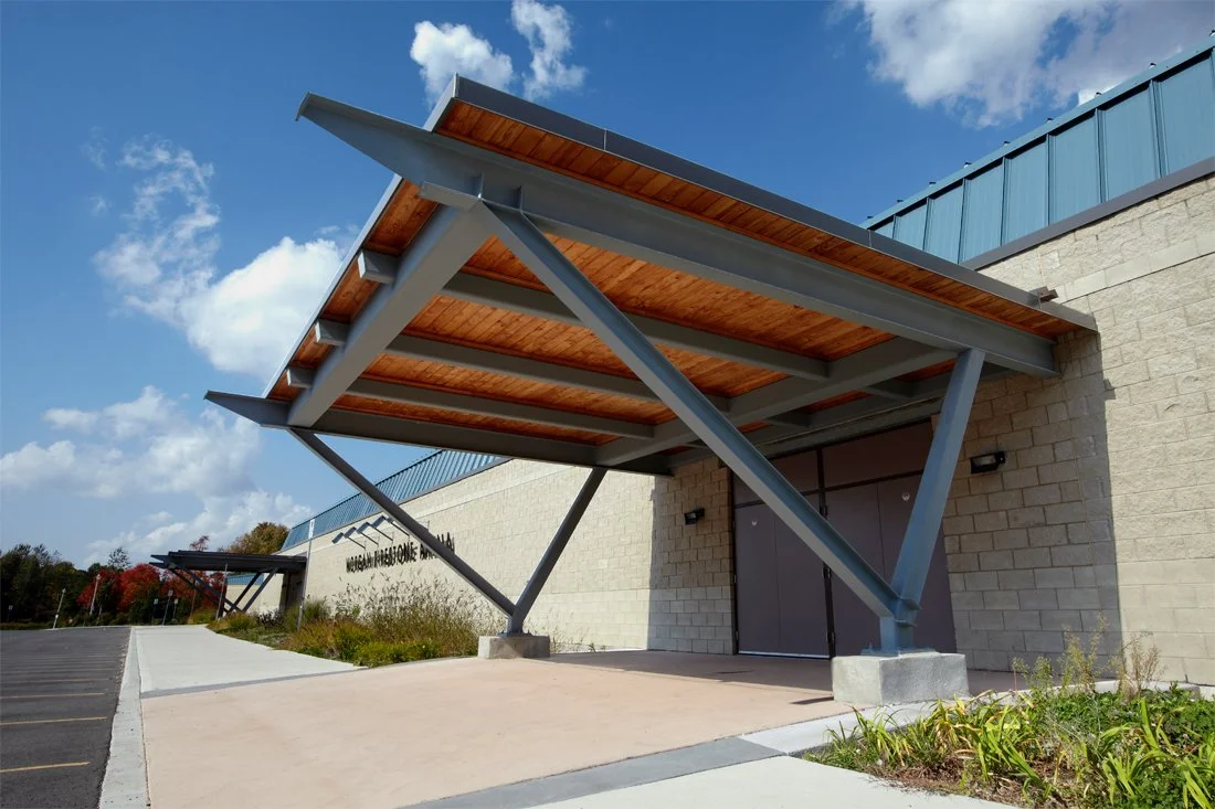 Outside the Morgan Firestone Arena