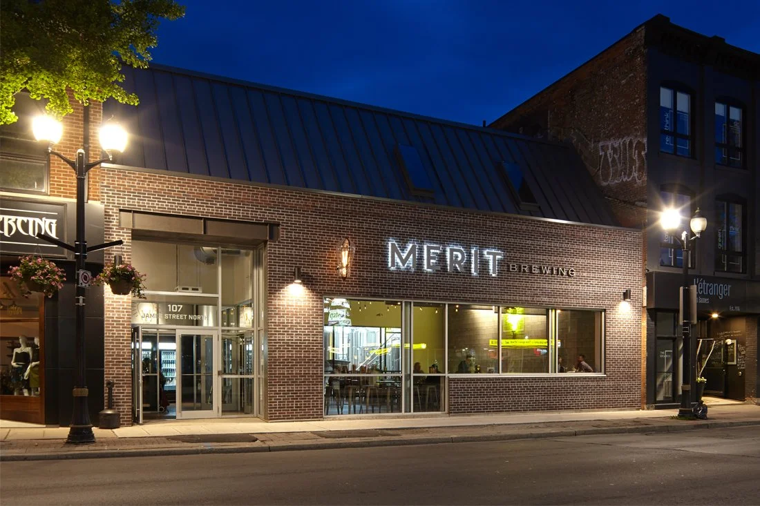 Merit Brewing Restaurant + Pub at night