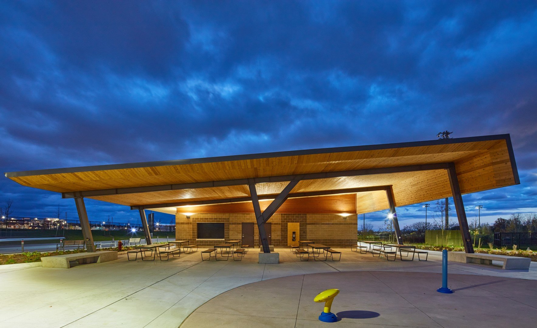 North Park Fieldhouse in the evening