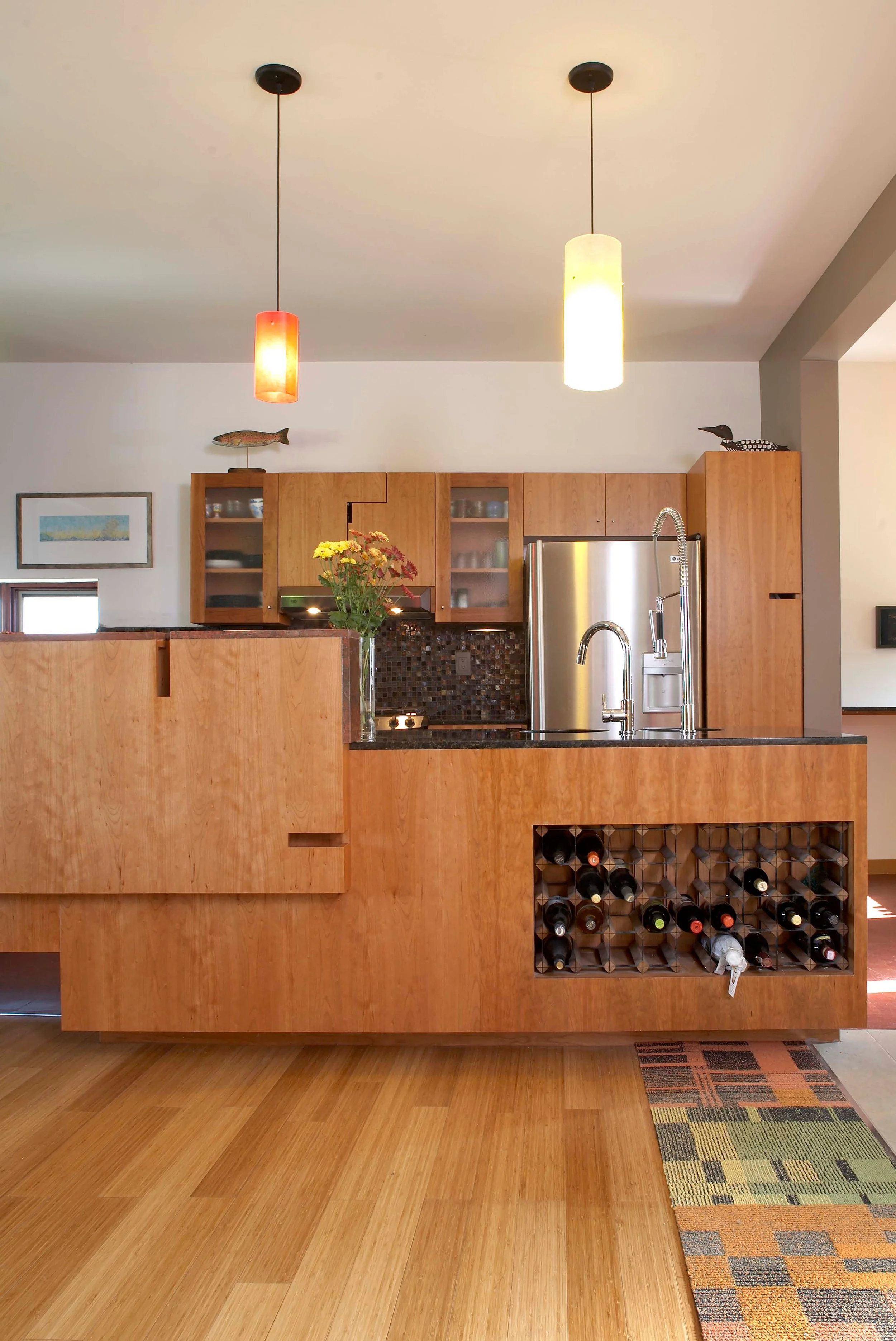 Kitchen with wine cabinet