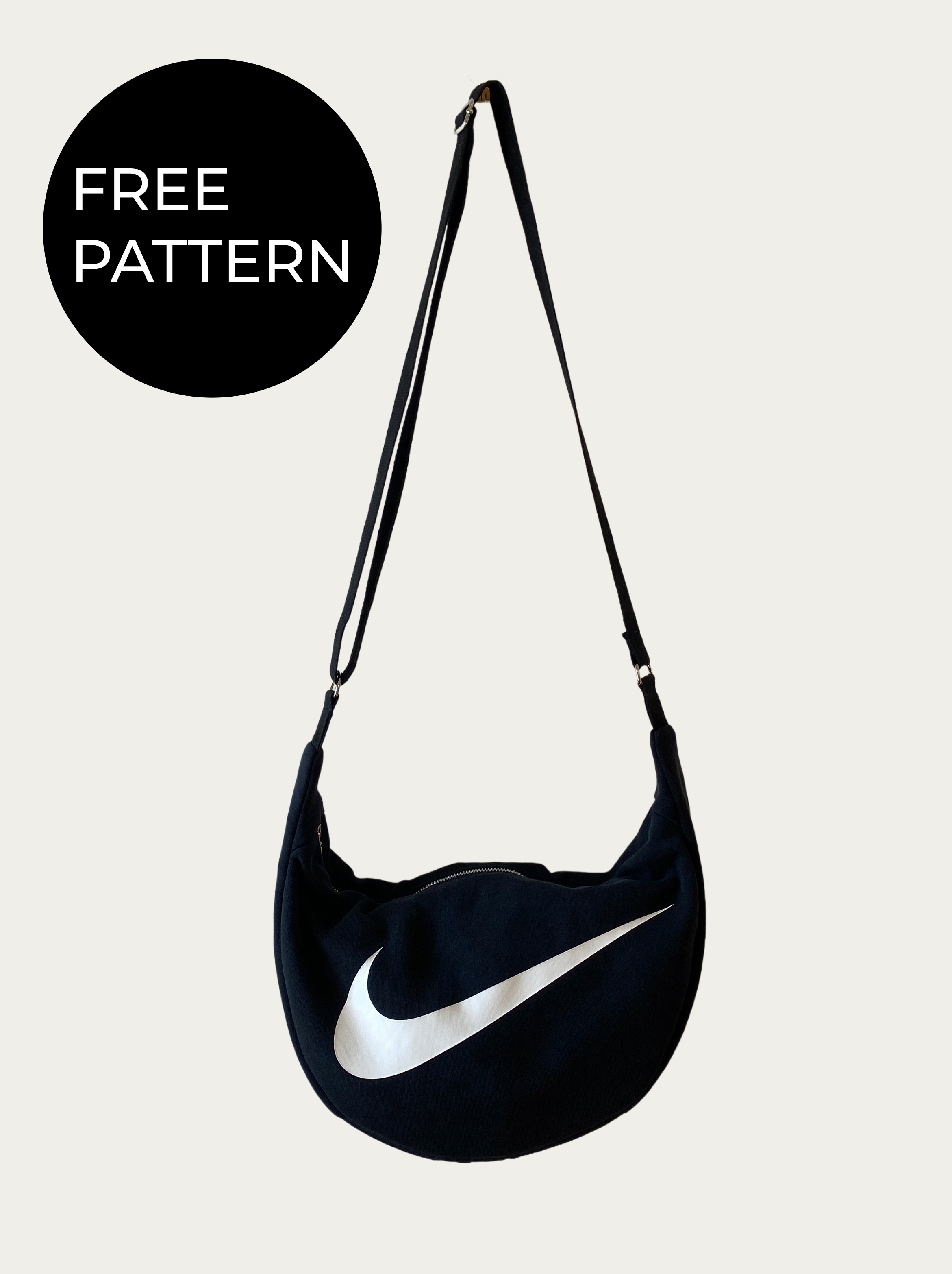 Free bag sewing pattern from sewclothing made from an old Nike sweatshirt.