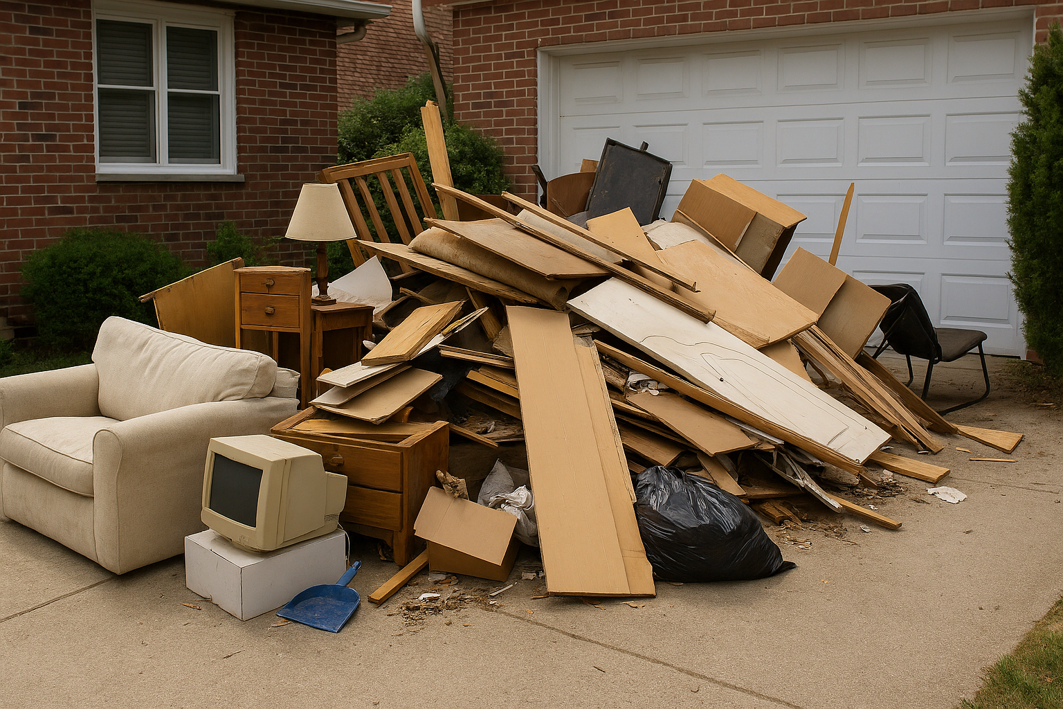 Pile of household junk and debris for junk removal Chattanooga
