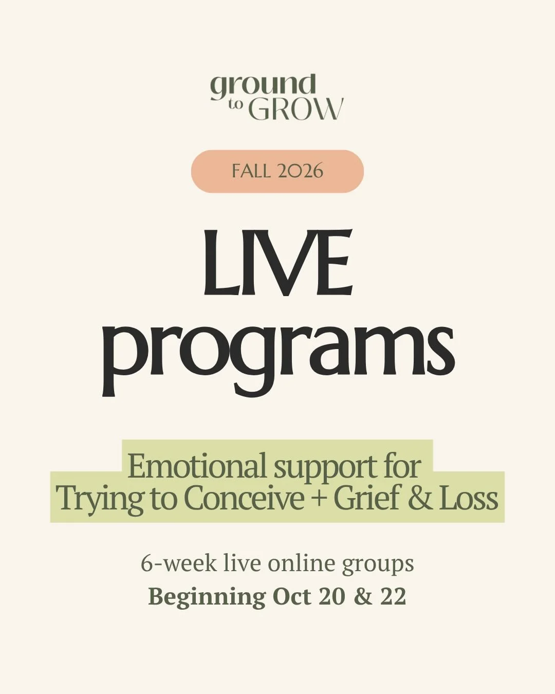 Trying to conceive can take up so much space in your mind and heart.

The waiting. The uncertainty. The appointments. The disappointment. The constant wondering what comes next.

This October, I&rsquo;m leading two small, live Ground to Grow groups f