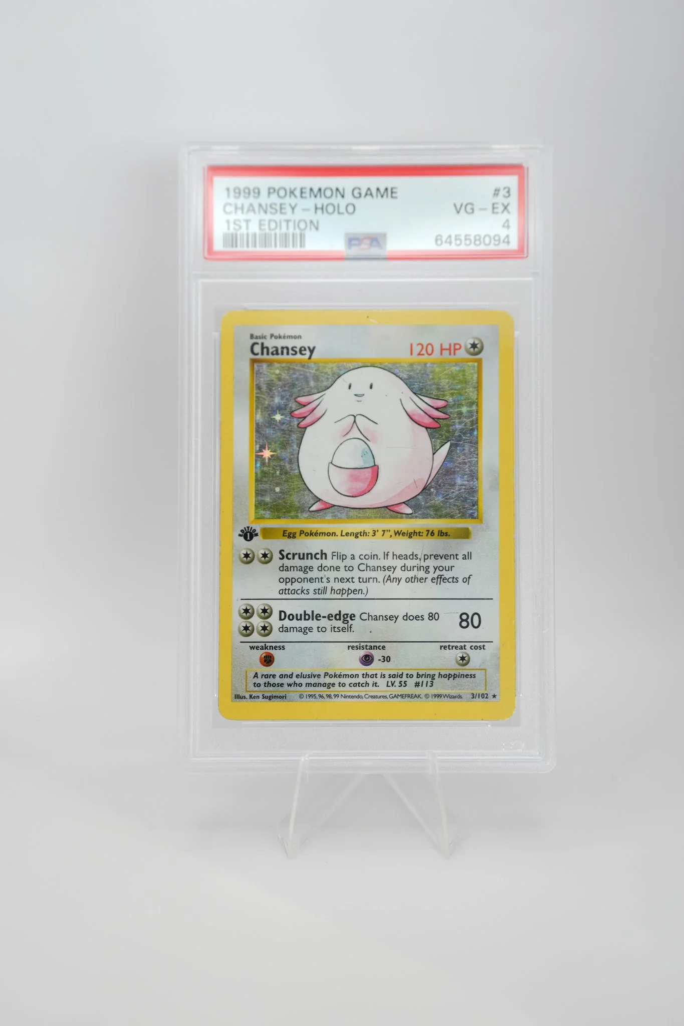 Chansey 3/102 - Base Set (Shadowless) PSA 4
