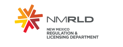 Logo of the New Mexico Regulation & Licensing Department with an abstract red, yellow, and orange symbol
