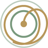 Abstract circular design with concentric rings and a small circle at the center, resembling a radar or target.