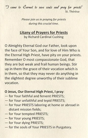 Litany of Prayers for Priests Holy Card