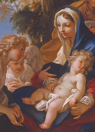 The Holy Family with the Angels Holy Card