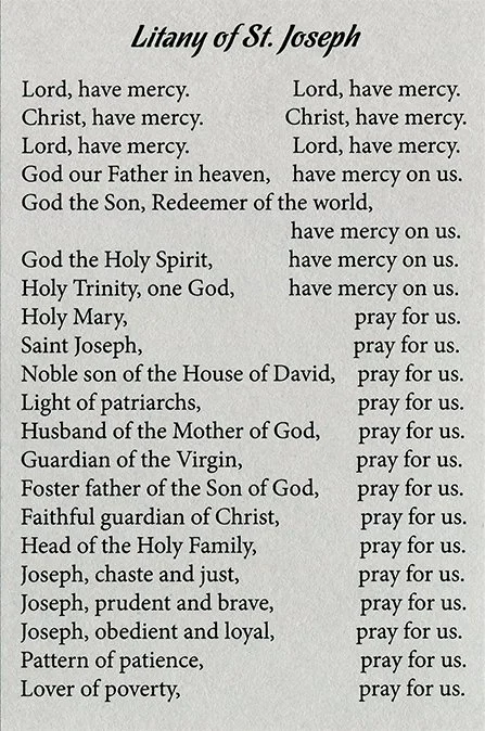 Litany of St. Joseph Holy Card
