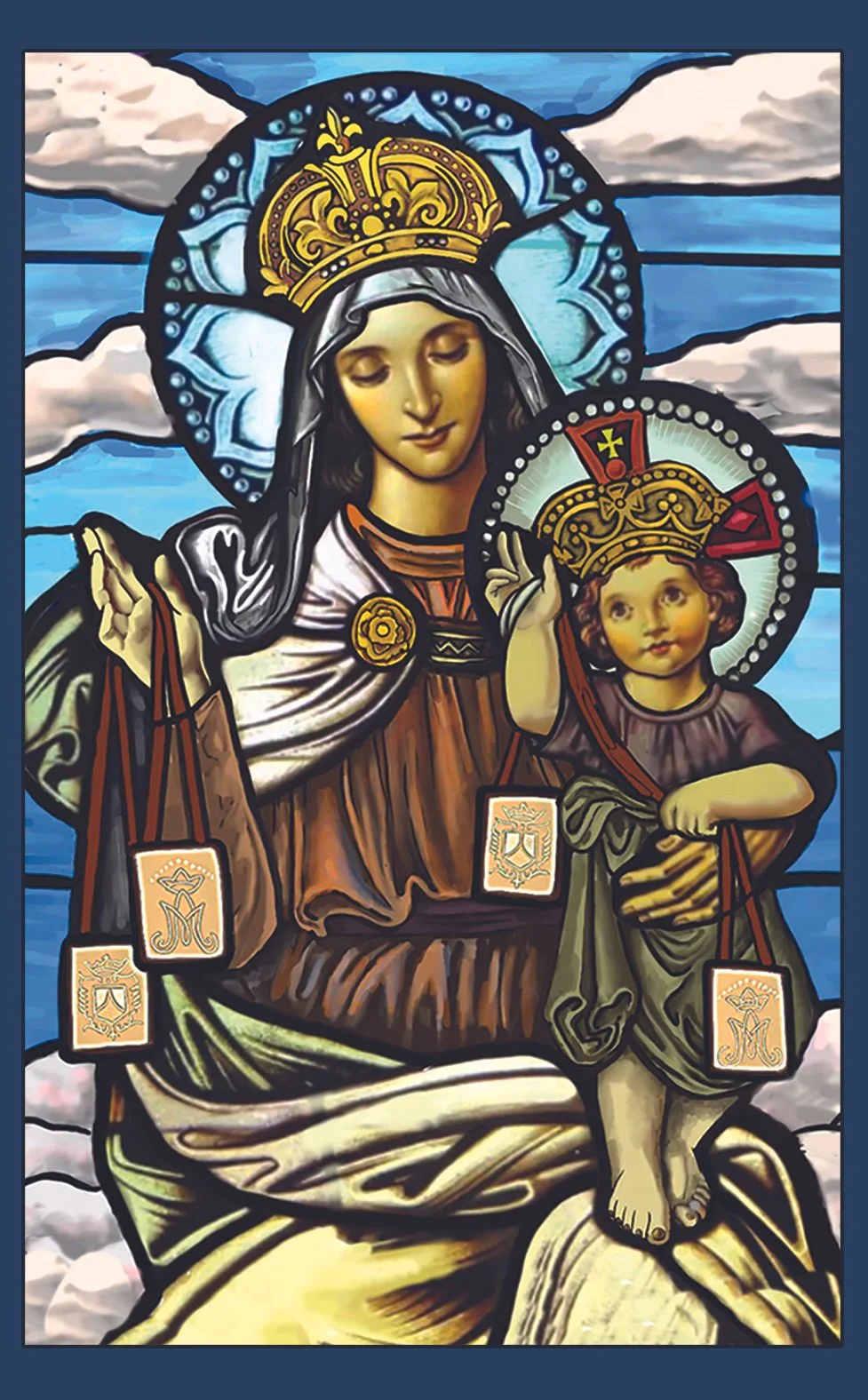 Our Lady of Mount Carmel Stained Glass Holy Card