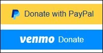 PayPal donation buttons featuring PayPal and Venmo logos.