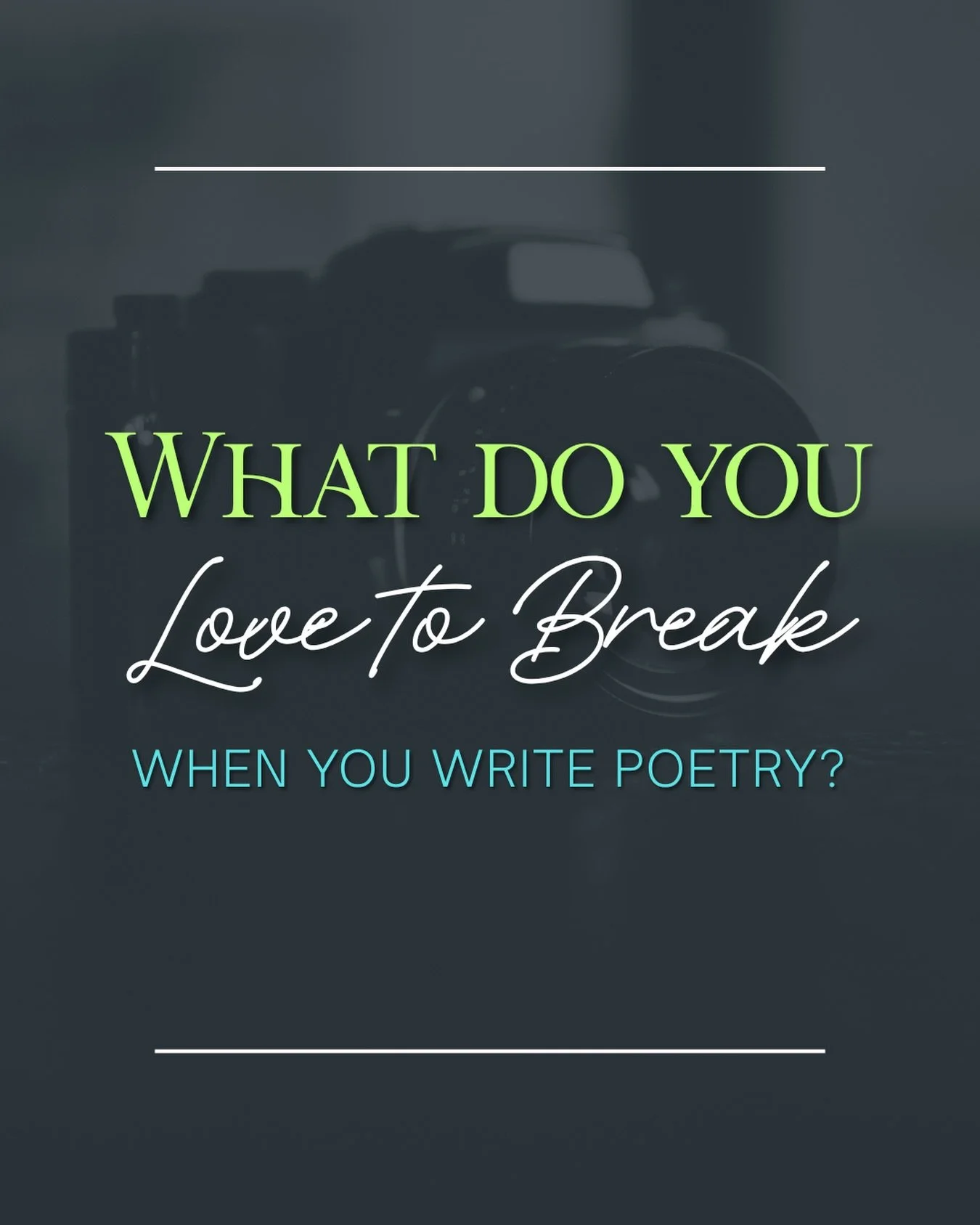 Writers are rule breakers by nature. 

We question assumptions. We mess with structure. We challenge language. We make characters share the thing polite society told us not to talk about.

So no, we don&rsquo;t think poets need to spend their lives o