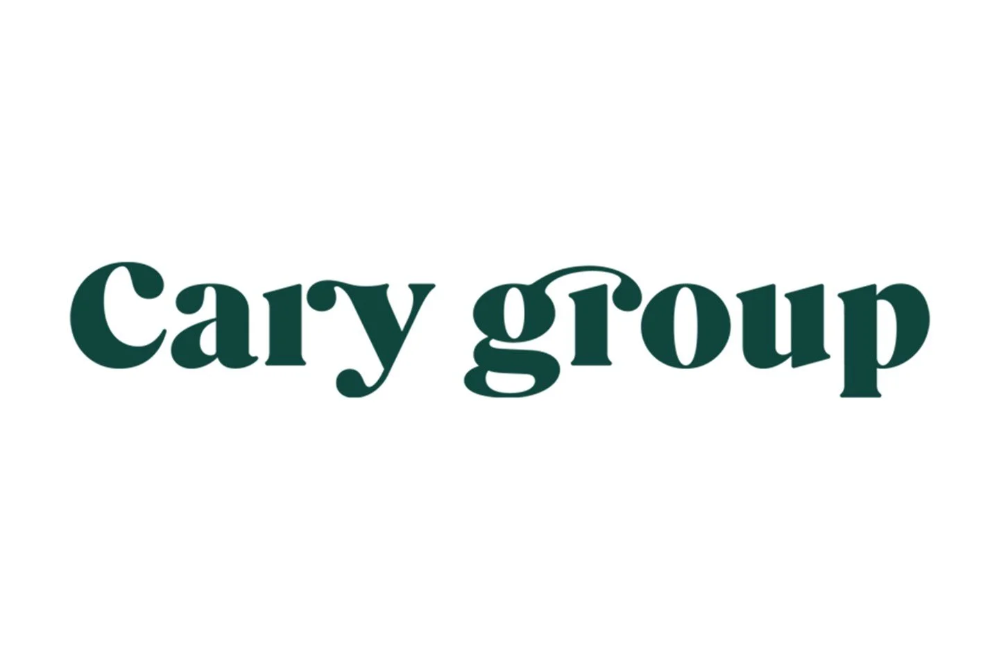 The words 'Cary group' in large, dark green, stylized font on a white background.