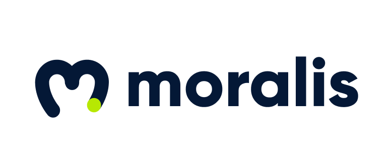 Logo for Moralis with a stylized 'M' in dark blue and a green dot, followed by the word 'moralis' in dark blue text.
