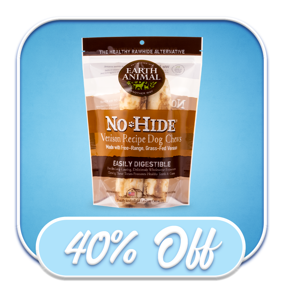 #45052 Earth Animal - No-Hide Medium Venison Chews 2pk