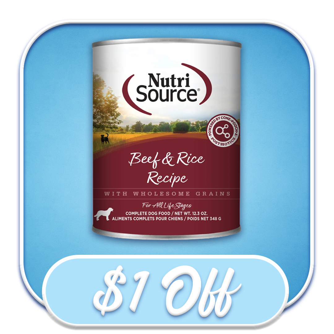 #49235 NutriSource - Beef & Rice with Wholesome Grains 12.3oz Wet Dry Dog