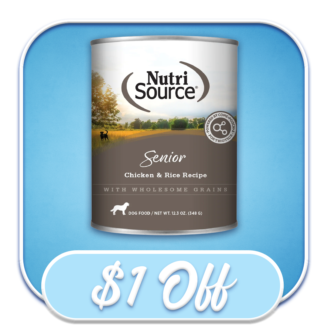 #49779 NutriSource - Senior Chicken & Rice with Wholesome Grains 12.3oz Wet Dry Dog