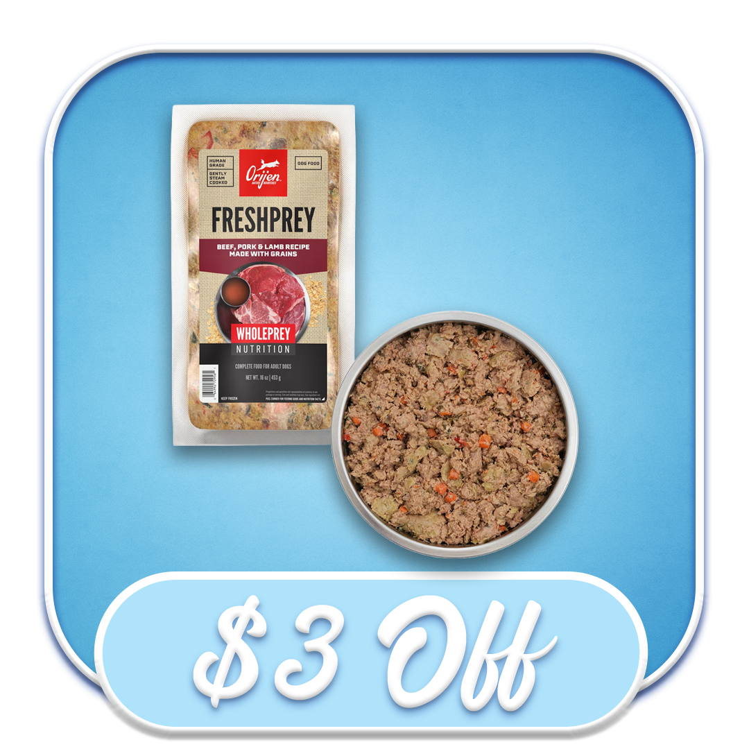 #52572 - Orijen Fresh Prey Beef, Pork & Lamb + Grains Recipe Frozen Diet 16oz (EACH)