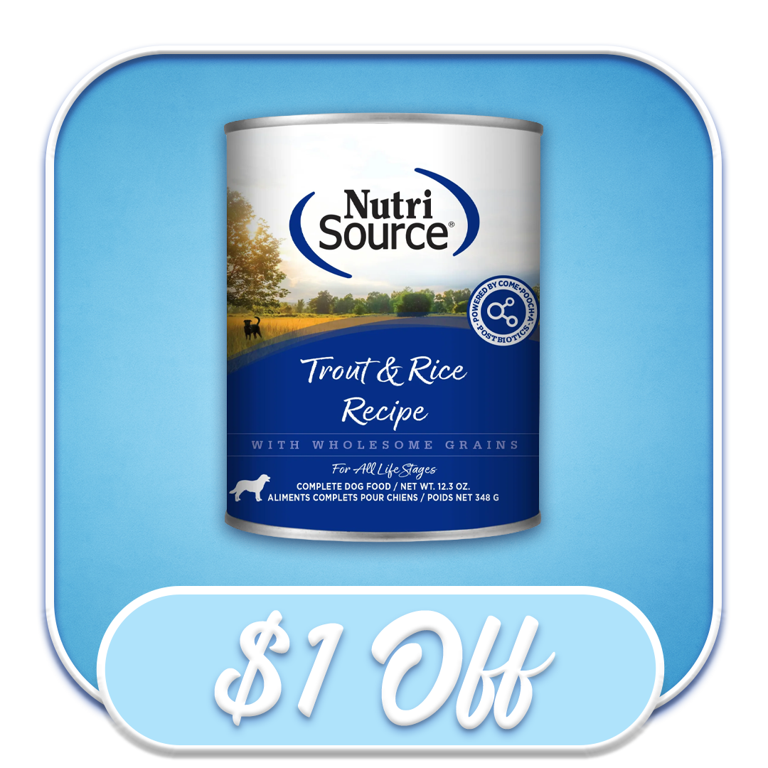 #49236 NutriSource - Trout & Rice with Wholesome Grains 12.3oz Wet Dry Dog