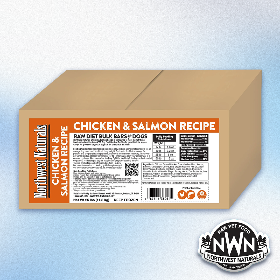 Northwest Naturals - Frozen Raw Diet Bulk Bars for Dogs Chicken & Salmon Recipe (25lb)