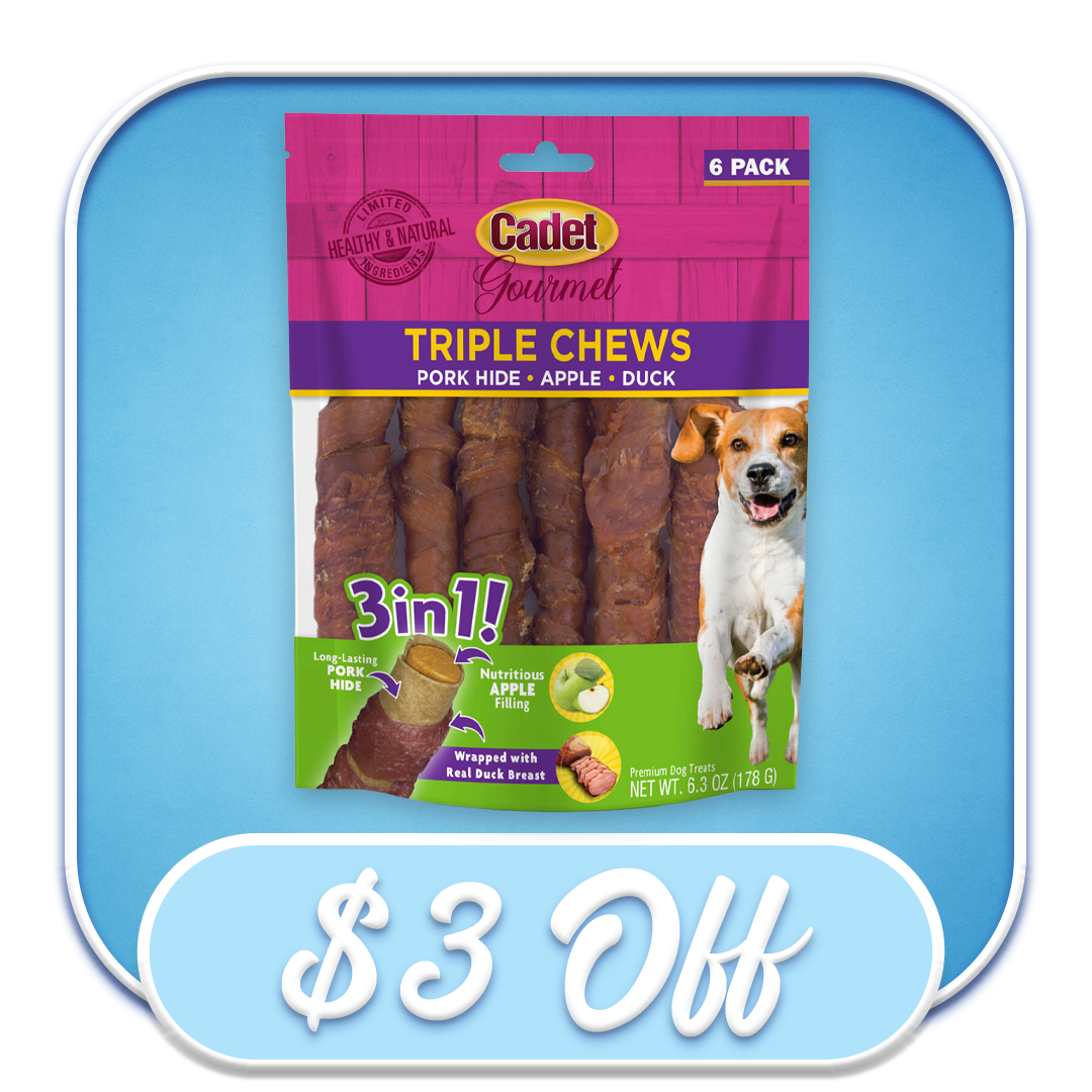 #47554 Cadet - Pork Hide, Apple & Duck Triple Chews
