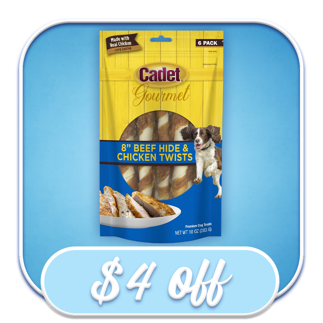 #49093 Cadet - 8" Beef Hide & Chicken Twists 6pk