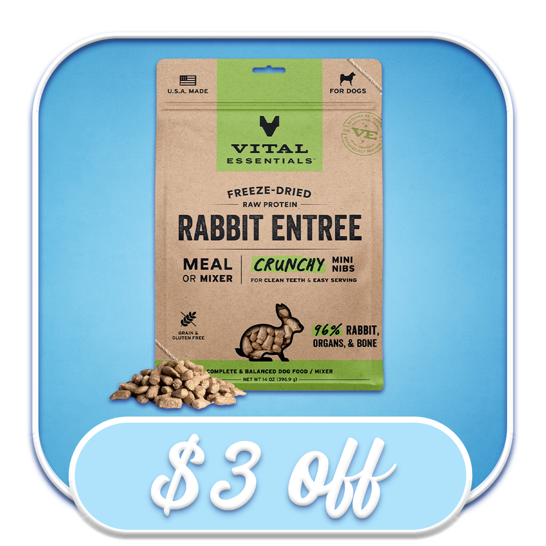 #48991 Freeze Dried Raw Protein Rabbit Entree Crunchy Mini Nibs (14oz)