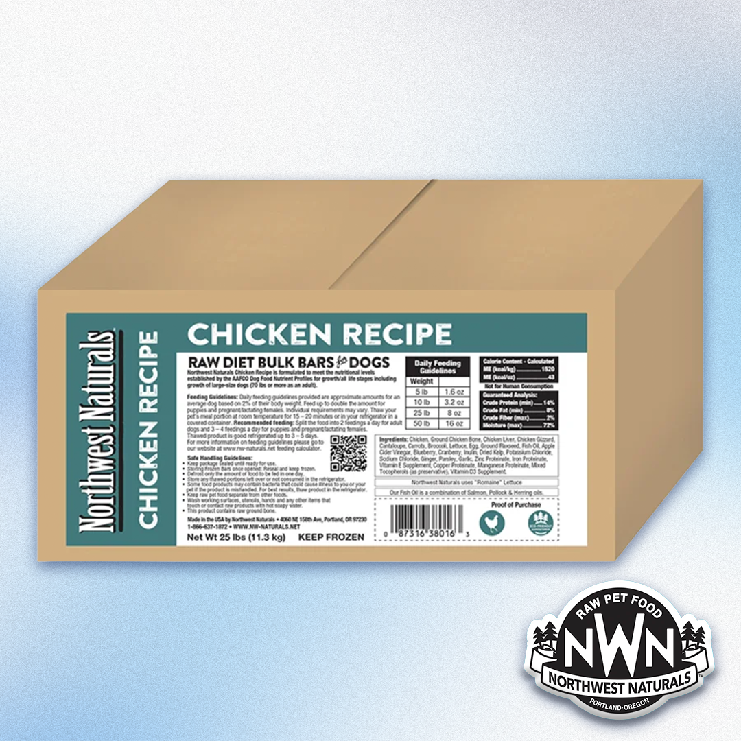 Northwest Naturals - Frozen Raw Diet Bulk Bars for Dogs Chicken Recipe (25lb)