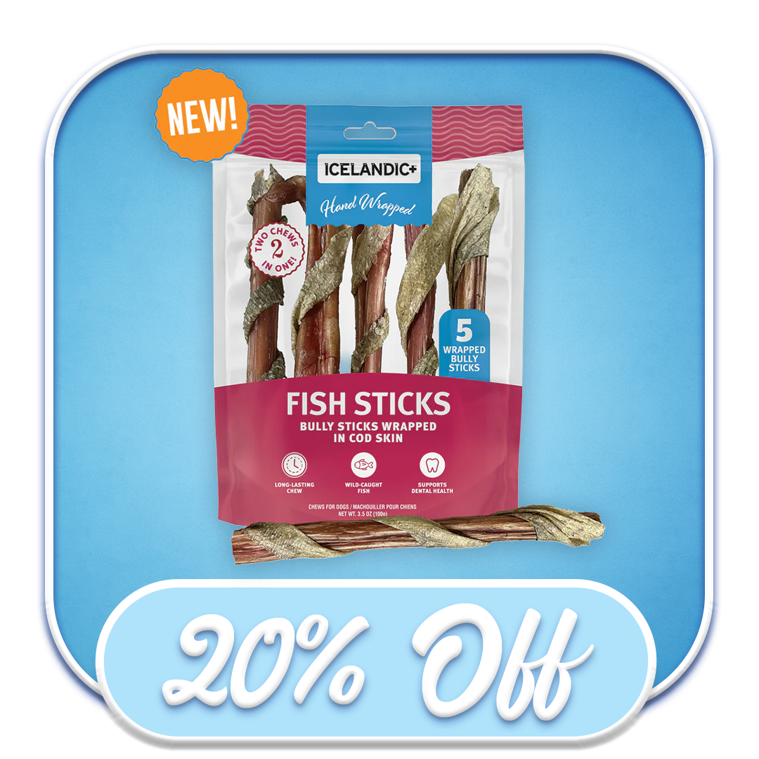 #51902 Icelandic+ - 6" Cod Skin Wrapped Bully Sticks 5pk