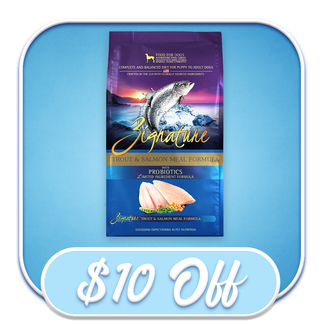 FLAVOR OF THE MONTH: #36060 Zignature - Trout & Salmon Dry Dog Diet 25lb
