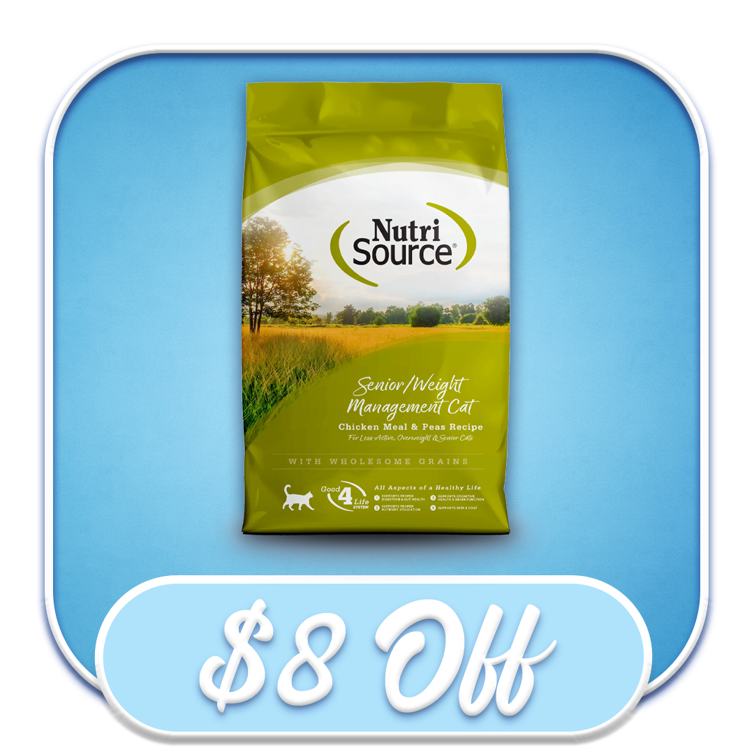 #47843 NutriSource - Senior Chicken Meal & Peas 12lb Dry Cat Diet