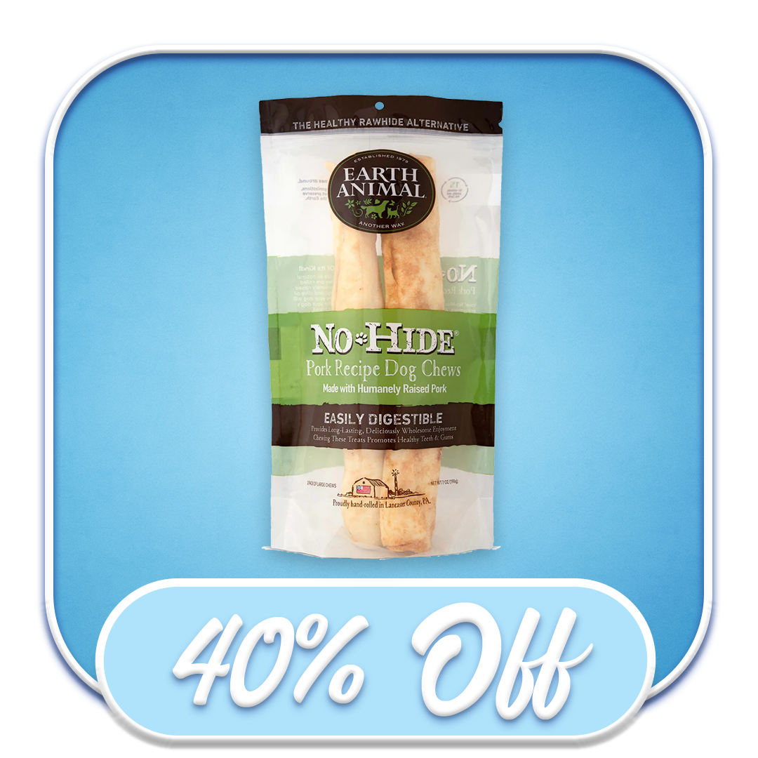 #51803 Earth Animal - No-Hide Large Pork Chews 2pk