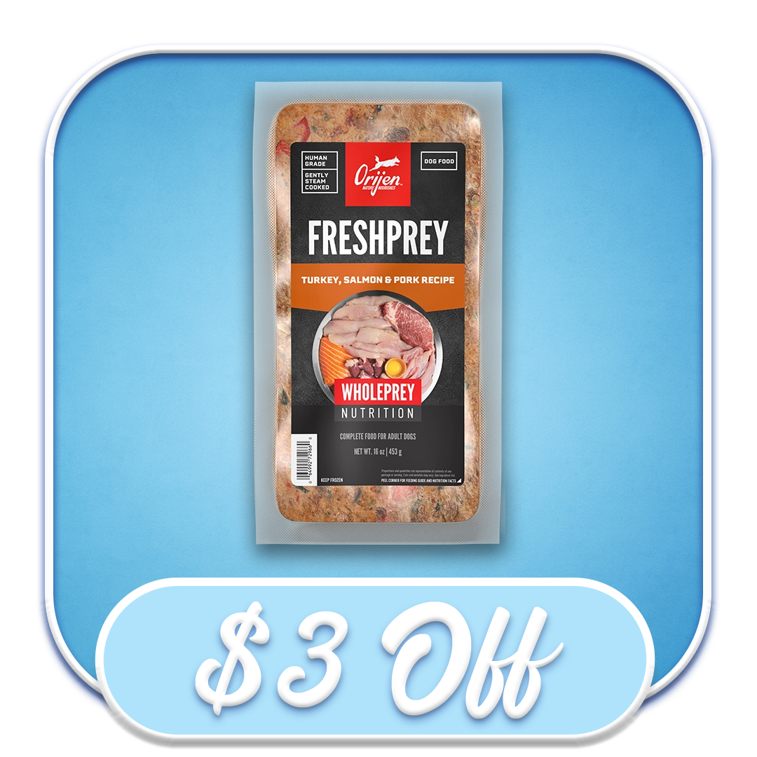#52576 - Orijen Fresh Prey Turkey, Salmon & Pork Recipe Frozen Diet 16oz (EACH)