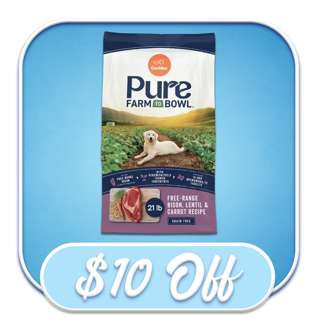 #41015 Canidae - Pure Farm to Bowl Grain Free, Free-Range Bison, Lentil & Carrot Recipe 21lb Dry Dog Diet