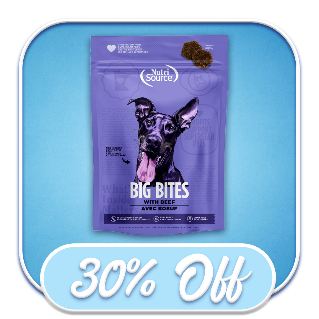 #49961 NutriSource - Big Bites with Beef Grain Free 14oz Treat