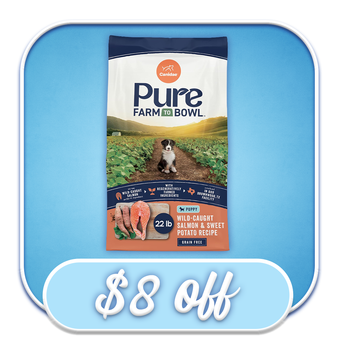 #51024 Canidae Pure Farm to Bowl - Wild-Caught Salmon & Sweet Potato Dry Dog Diet 22lb
