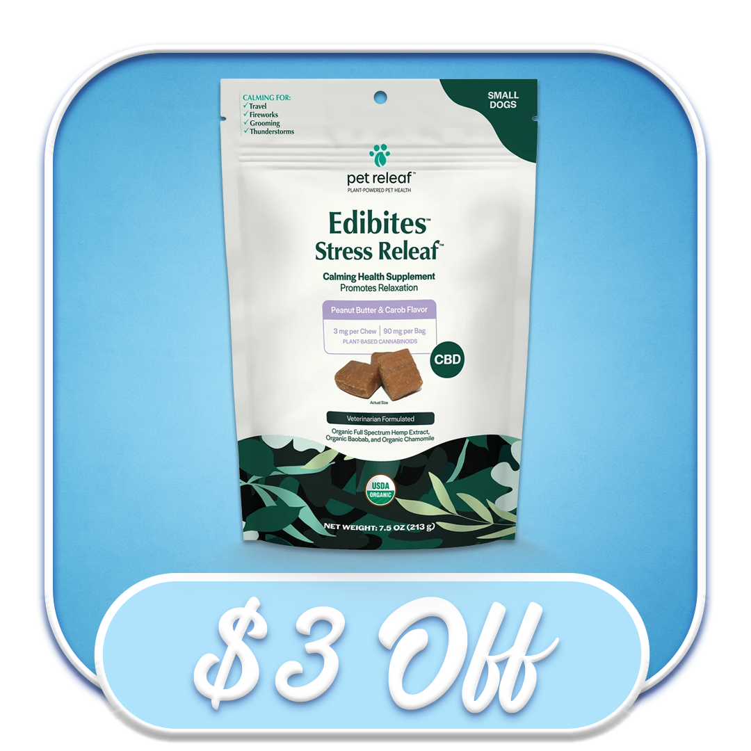 #40664 Pet Releaf - Small Breed Peanut Butter & Carob 7.5oz CBD Treats