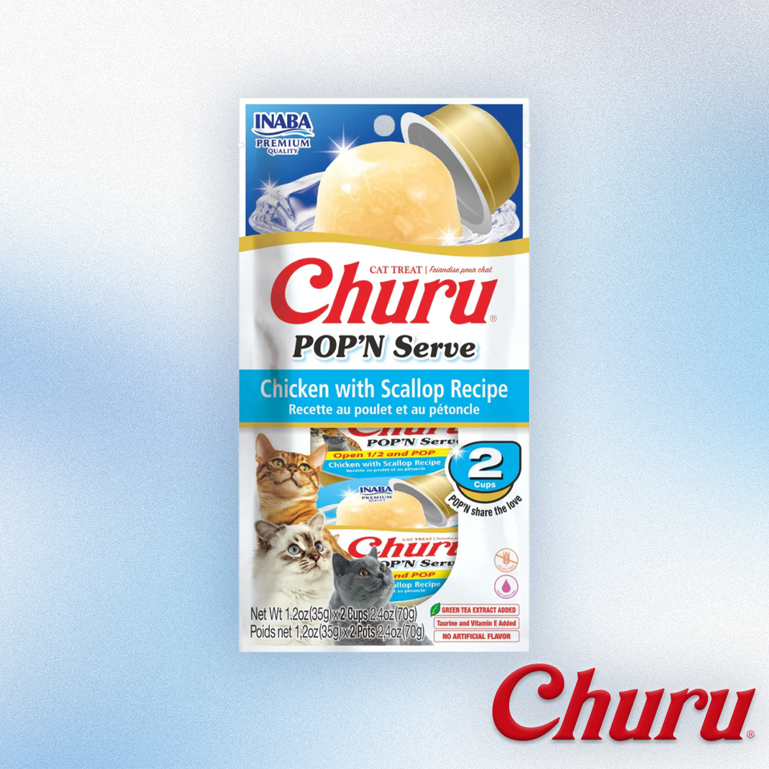 Inaba Churu - Pop'N Serve Chicken with Scallops Recipe 2ct