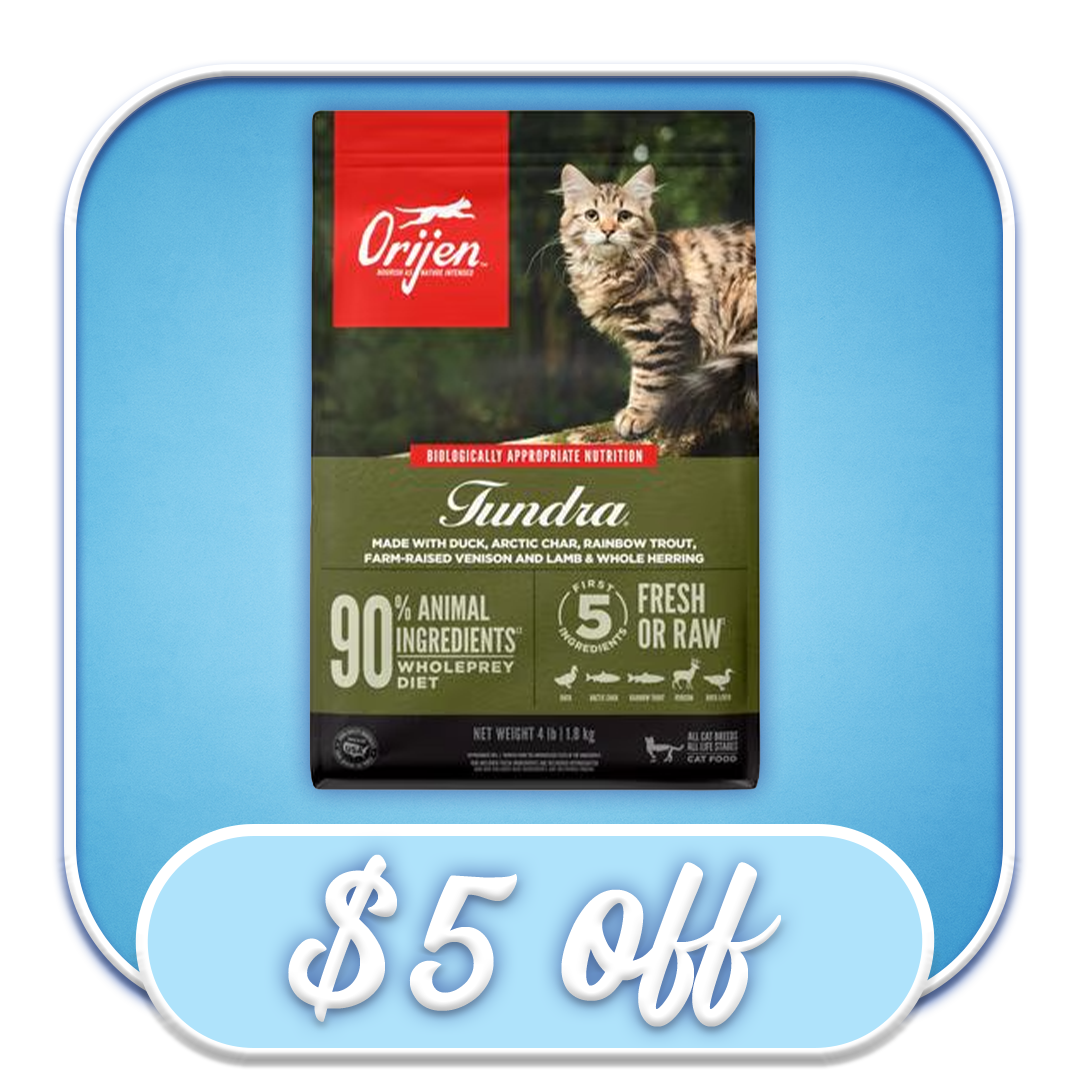 #37752 Orijen - Tundra Duck, Arctic Char, Rainbow Trout, Farm-Raised Venison, Lamb & Whole Herring Dry Cat Diet 4lb