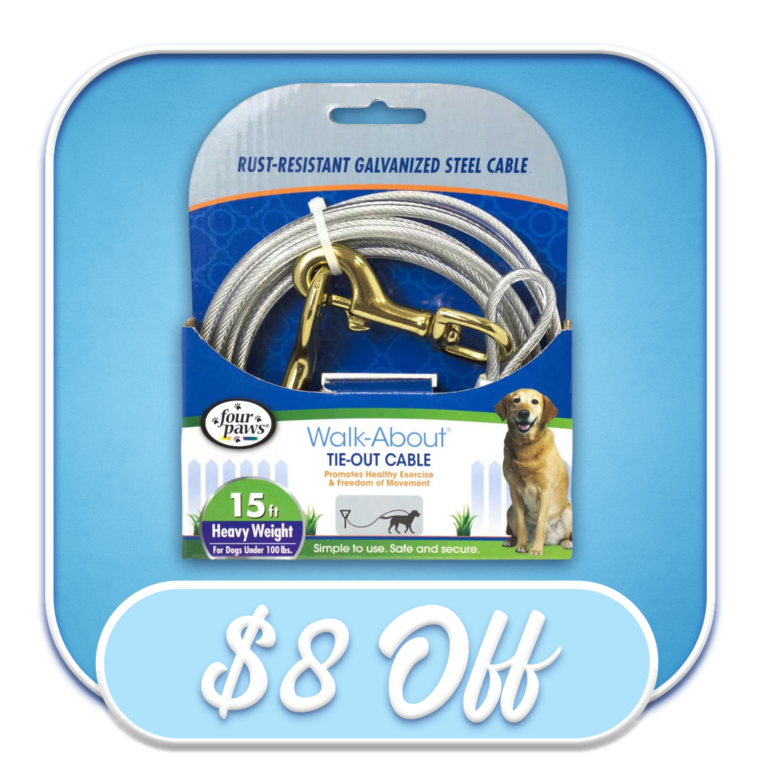 #51650 Four Paws - Walk-About 15ft Tie-Out Heavy Weight Cable