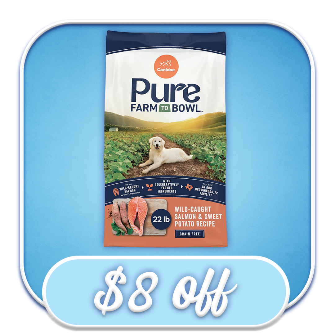 #33168 Canidae Pure Farm to Bowl - Wild-Caught Salmon & Sweet Potato Dry Dog Diet 22lb