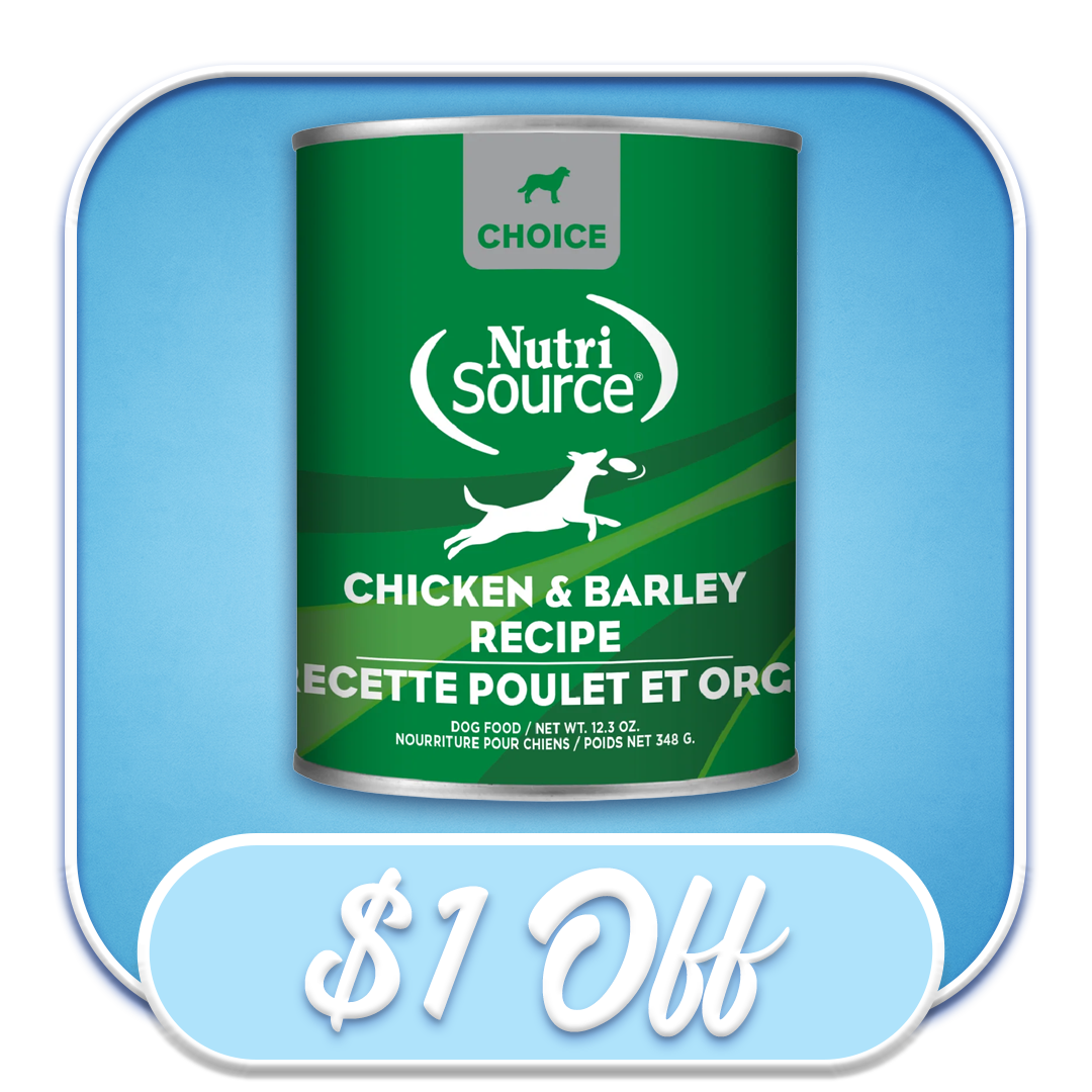 #51330 NutriSource - Choice Chicken & Barley 12.3oz Wet Dry Dog