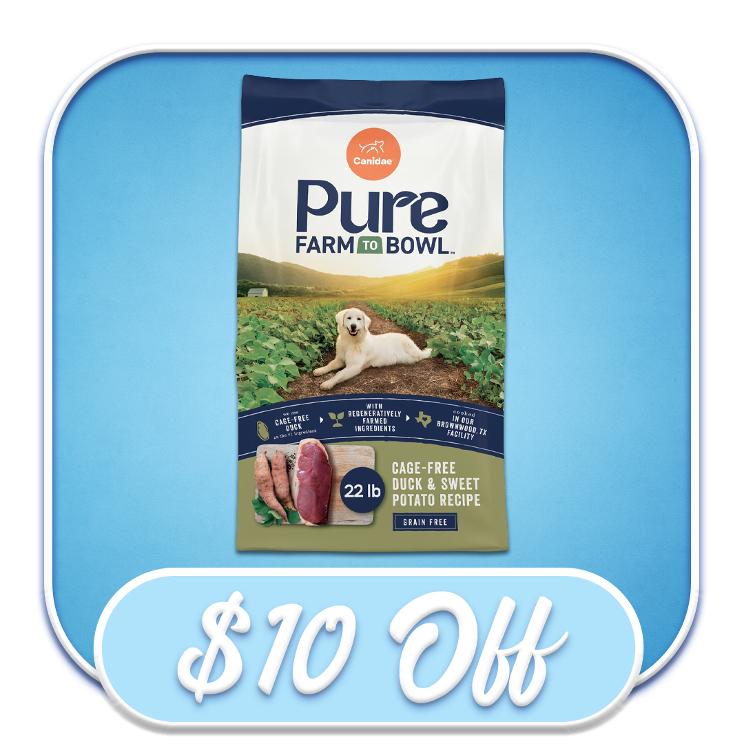 #41018 Canidae - Pure Farm to Bowl Grain Free Cage-Free Duck & Sweet Potato Recipe 22lb Dry Dog Diet