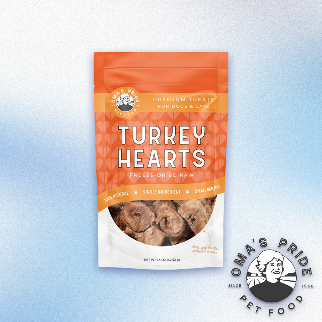 Oma's Pride - Freeze-Dried Raw Turkey Hearts (1.5oz)