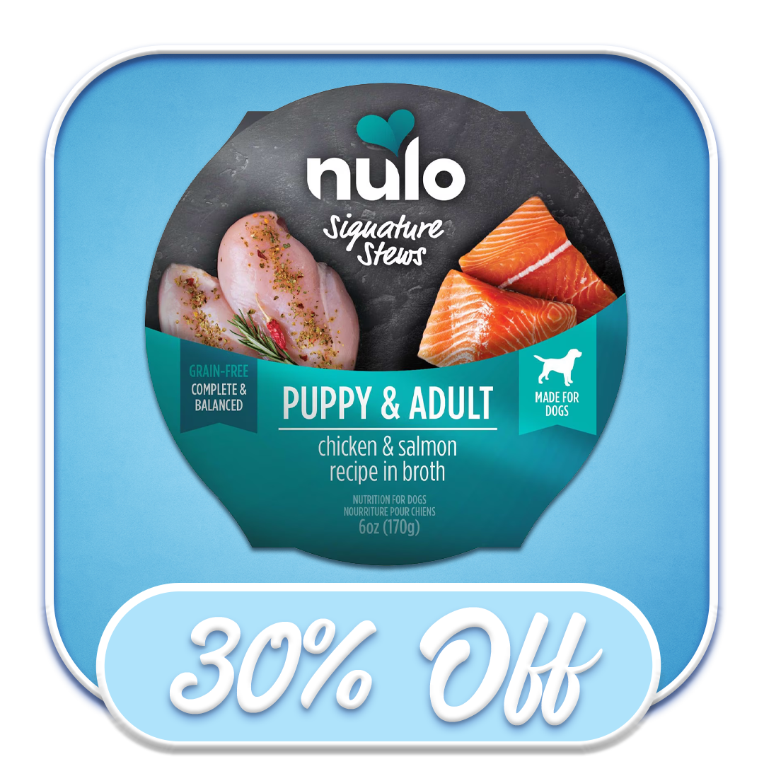 #48745 Nulo - Signature Stews Puppy & Adult Chicken & Salmon Recipe in Broth, 6oz Wet Dog Diet