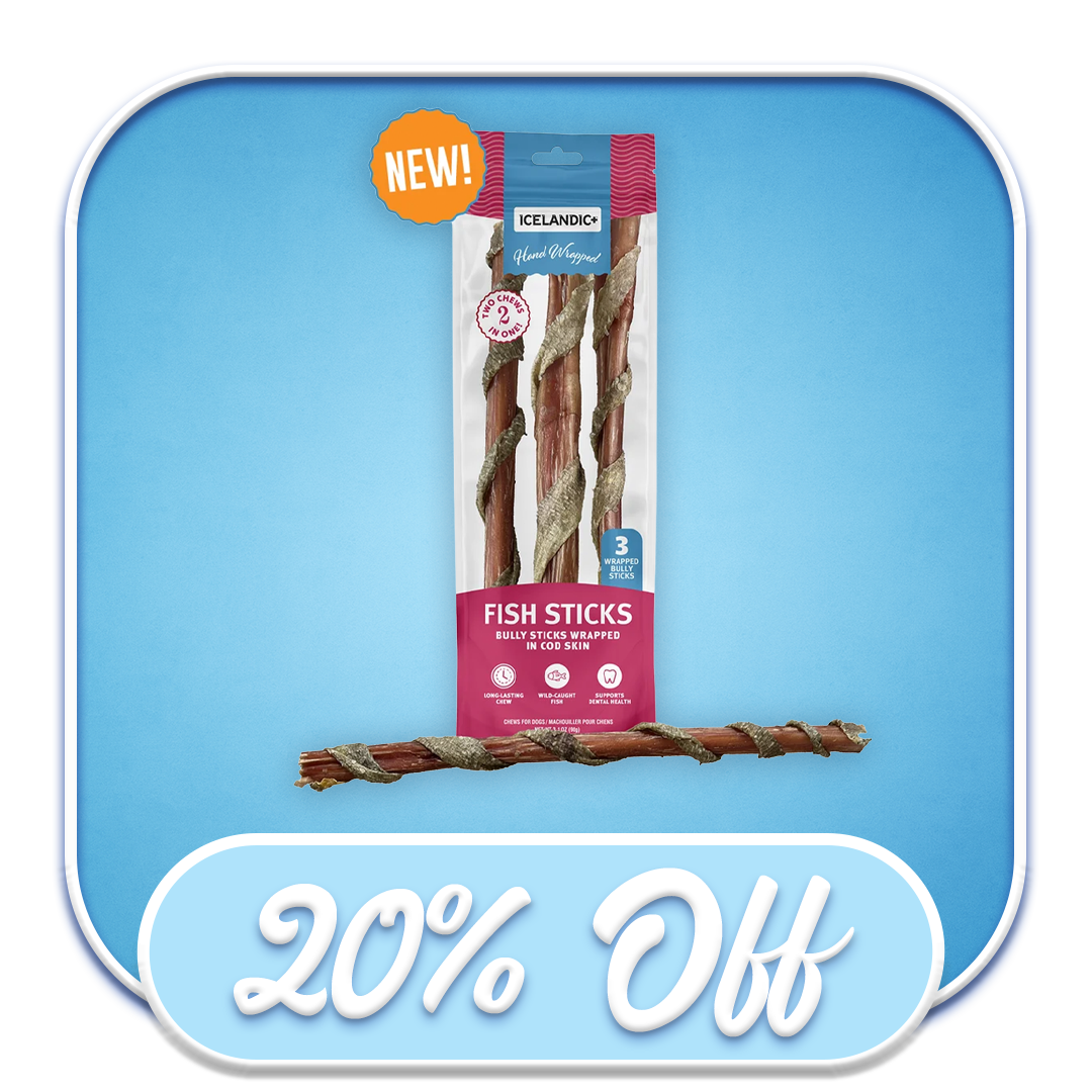 #51901 Icelandic+ - 12" Cod Skin Wrapped bully Sticks 3pk