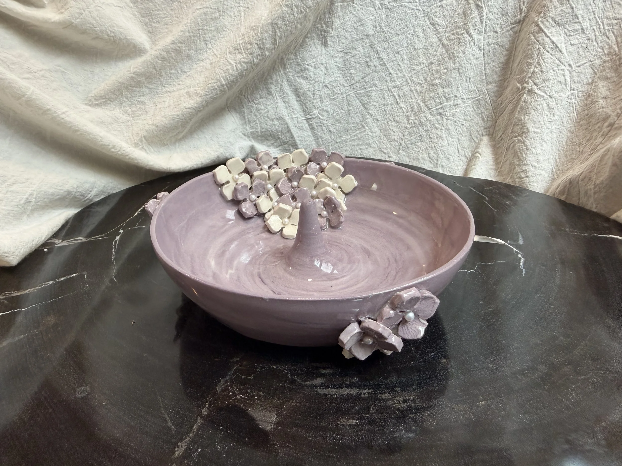 Purple Hydrangea Porcelain Ring Dish
