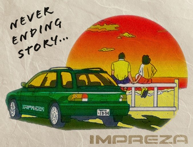 Don&rsquo;t forget, you can choose to take it with you, too. 

Adapted from delightful art found in the 1995 JDM Impreza accessories catalog, as an ode to my own Impreza. The story goes on! 
.
.
.
.
#subaru #impreza #90s